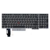 Клавиатура для ноутбука Lenovo ThinkPad E580, E585, E590 черная с серебристой рамкой, с трекпойнтом