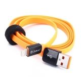 USB кабель передачи данных Zetton Flat ZTLSUSBFCA8BO разъем Apple 8 pin плоский черный с оранжевым