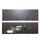 Клавиатура для ноутбука HP 450 G3, 650 G2 черная с серой рамкой с трекпойнтом и подсветкой
