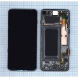 Дисплей (экран) в сборе с тачскрином для Samsung Galaxy S10 SM-G973FD черный с рамкой (Premium SC LCD)