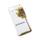 Защитная крышка Осень оранжевый цветок белый лак со стразами для Apple iPhone 5, 5s, SE, белая