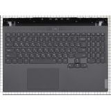 Клавиатура (топ-панель) для ноутбука Lenovo Legion 7-15IMH05 черная с черным топкейсом