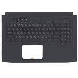 Клавиатура (топ-панель) для ноутбука Asus ROG Strix GL503 GL503V GL503VD черная с черным топкейсом и белой подсветкой