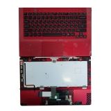 Клавиатура (топ-панель) для ноутбука Sony Vaio VPC-SB, VPC-SD черная с красным топкейсом
