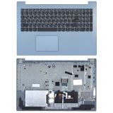 Клавиатура (топ-панель) для ноутбука Lenovo IdeaPad 320-15 черная с голубым топкейсом