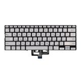 Клавиатура для ноутбука Asus ZenBook 14 UX433FA серебристая с подсветкой