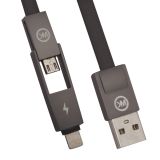 USB кабель WK Yiri 2 в 1 WDC-014 Apple 8 pin, Micro USB черный