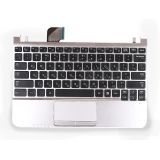 Клавиатура (топ-панель) для ноутбука Samsung NC110 NP-NC110 черна с серебристым топкейсом