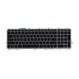 Клавиатура для ноутбука HP ENVY 15-j000, 17-j000 черная с серебристой рамкой, без подсветки