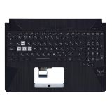 Клавиатура (топ-панель) для ноутбука Asus FX505 черная с черным топкейсом и подсветкой