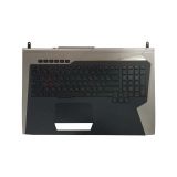 Клавиатура (топ-панель) для ноутбука Asus ROG G752, G752VL, G752VS черная с черно-серым топкеисом и подсветкой 