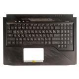 Клавиатура (топ-панель) для ноутбука Asus FX503VM черная с черным топкейсом, с подсветкой (с разбора)