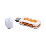 USB Картридер All in 1 Mini металлический 532 белый с оранжевым, коробка