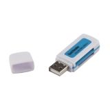 USB Картридер All in 1 Mini с колпачком белый, синий
