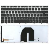Клавиатура для ноутбука HP Probook 5330m черная с серебристой рамкой и подсветкой