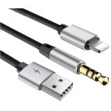 Аудиокабель Baseus Cable L34 для Apple 3.5 мм + USB Charging Audio Cable черный 1.2 м