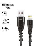 Кабель USB Earldom EC-061I Lightning 8-pin 2.4A 1м нейлон (черный)