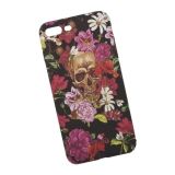 Защитная крышка для iPhone 8 Plus/7 Plus "KUtiS" Skull BK-3 Череп и цветы (черная с красным)