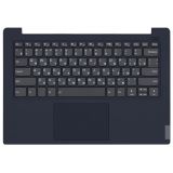 Клавиатура (топ-панель) для ноутбука Lenovo IdeaPad S340-14 черная с темно-синим топкейсом, с подсветкой