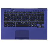 Клавиатура (топ-панель) для ноутбука Sony Vaio VPC-SB VPC-SD черная с синим топкейсом