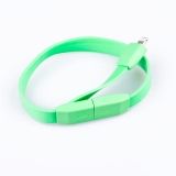 USB кабель для Apple iPhone, iPad, iPod 8 pin плоский (браслет) зеленый, европакет LP