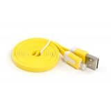 USB кабель для Apple iPhone, iPad, iPod 8 pin плоский узкий желтый, европакет LP