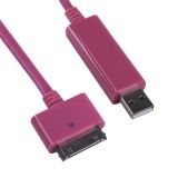 LED USB Дата-кабель для Apple 30 pin, розовый, коробка
