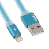 USB Дата-кабель REMAX для Apple 8 pin плоский с золотым коннектором синий
