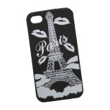 Силиконовый чехол Париж для Apple iPhone 4, 4s черный, белые губки