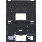 Клавиатура (топ-панель) для ноутбука HP Pavilion 14-DW черная с темно-серым топкейсом