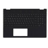 Клавиатура (топ-панель) для ноутбука HP 15-DQ черная без подсветки с черным топкейсом