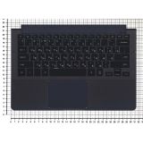 Клавиатура (топ-панель) для ноутбука Samsung NP900X3C черная с черным топкейсом
