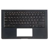 Клавиатура (топ-панель) для ноутбука Asus UX391U, UX391UA темно-синяя с темно-синим топкейсом, с подсветкой (с разбора)