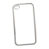 Силиконовый чехол TPU Case для Apple iPhone 4, 4s прозрачный с серой рамкой