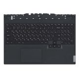 Клавиатура (топ-панель) для ноутбука Lenovo Legion 5-15ITH6H черная с черным топкейсом
