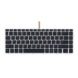 Клавиатура для ноутбука HP EliteBook 840 G5 черная с серебристой рамкой и подсветкой