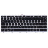 Клавиатура для ноутбука HP EliteBook 840 G5 черная с серебристой рамкой, подсветкой и трекпоинтом