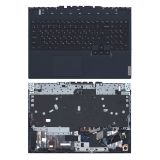 Клавиатура (топ-панель) для ноутбука Lenovo Legion 5-15ITH6 черная с синим топкейсом
