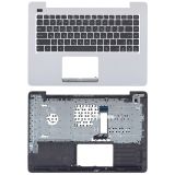 Клавиатура (топ-панель) для ноутбука Asus X456 черная с серебристым топкейсом