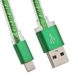 USB Дата-кабель High Speed Fashion Cable для Apple 8 pin плоский в оплетке 1 м. зеленый