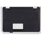 Клавиатура (топ-панель) для ноутбука Asus N551, G551 черная с черным топкейсом и подсветкой