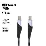 USB-C кабель Earldom EC-112 Type-C, PD 65W, 1.2м, нейлон (черный)