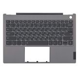 Клавиатура (топ-панель) для ноутбука Lenovo ThinkBook 13s-IML черная с серым топкейсом и подсветкой