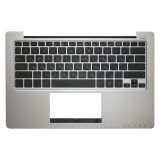 Клавиатура (топ-панель) для ноутбука Asus X200, X202 черная с серебристыйм топкейсом