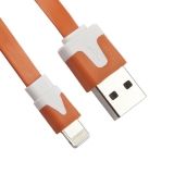 USB кабель для Apple iPhone, iPad, iPod 8 pin плоский узкий оранжевый, коробка LP