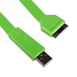 USB кабель для Apple iPhone, iPad, iPod 30 pin плоский широкий зеленый, коробка LP
