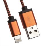 USB Дата-кабель Cable для Apple 8 pin, круглый в оплетке с металл. разъемами, оранжевый