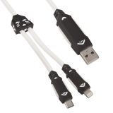 USB кабель 2 в 1 Робот Трансформер для Apple 8 pin + Micro USB, белый, коробка