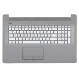 Клавиатура (топ-панель) для ноутбука HP 17-BY 17-CA белая с серебристым топкейсом