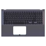 Клавиатура (топ-панель) для ноутбука Asus X512 черная с серым топкейсом, с подсветкой